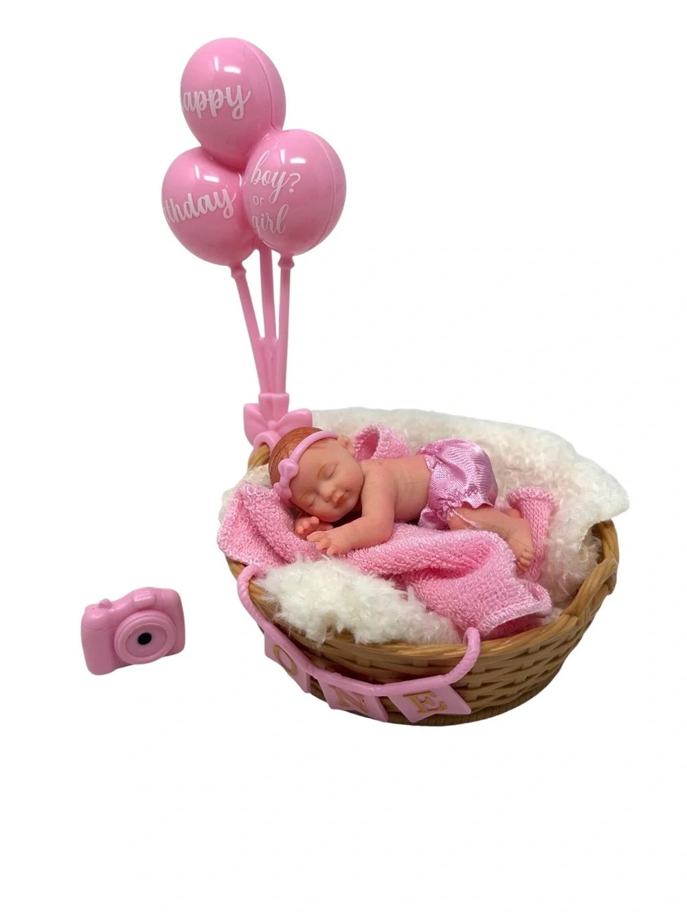My Mini Baby In Basket W/balloons Set Zuru Happy Birthday Series New Open Ball